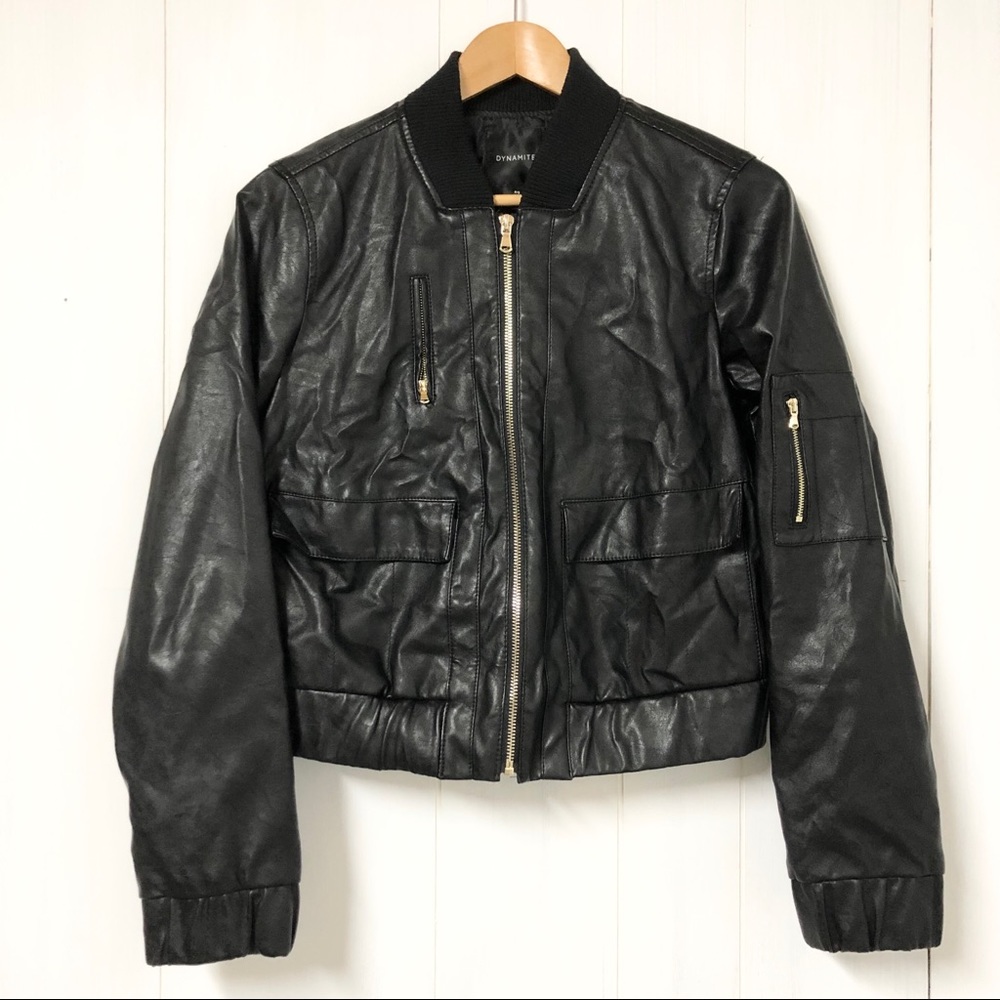 Dynamite Black Faux Leather Jacket Size S